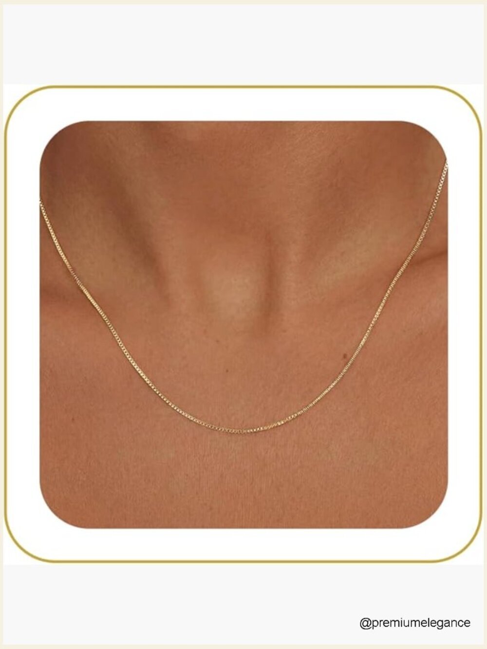 Gold Plated Box Chain Necklace, Dainty Layered Choker, 14k Gold Finish, 17
